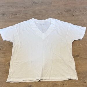 aerie White V-Neck Short Sleeve Tee - Relaxed Fit